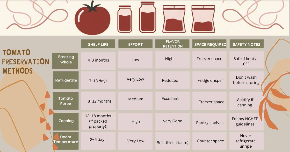  tomato preservation methods, best way to preserve tomatoes, tomato puree, storing tomatoes long term, cherry tomatoes,